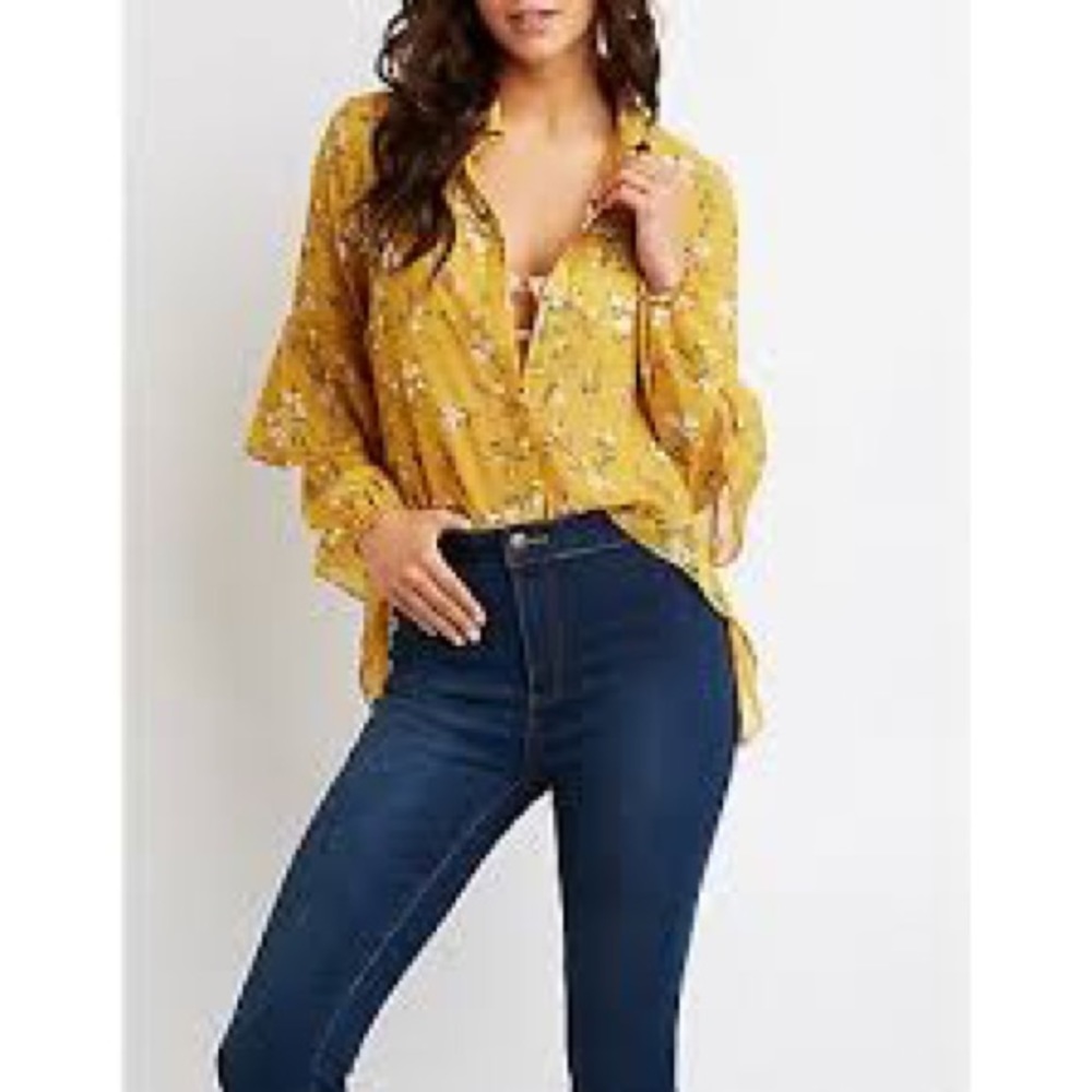 Mustard Floral Blouse
